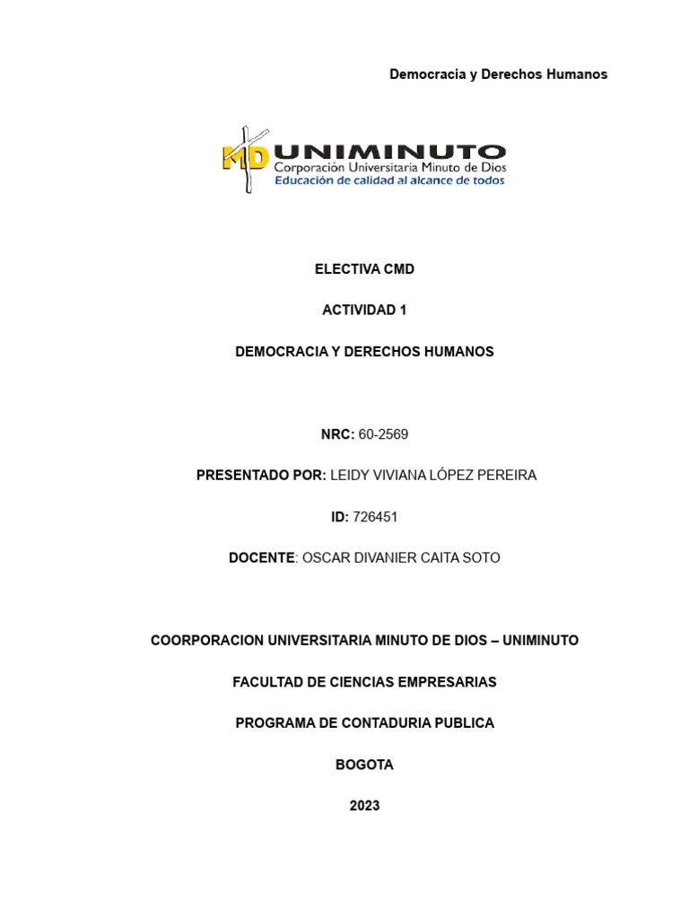 Actividad 1 - Democracia y Derechos Humanos | PDF | Ley humanitaria ...