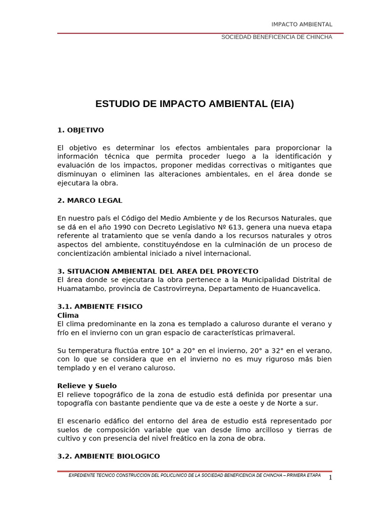 Estudio de Impacto Ambiental | PDF | Evaluación de impacto ambiental ...