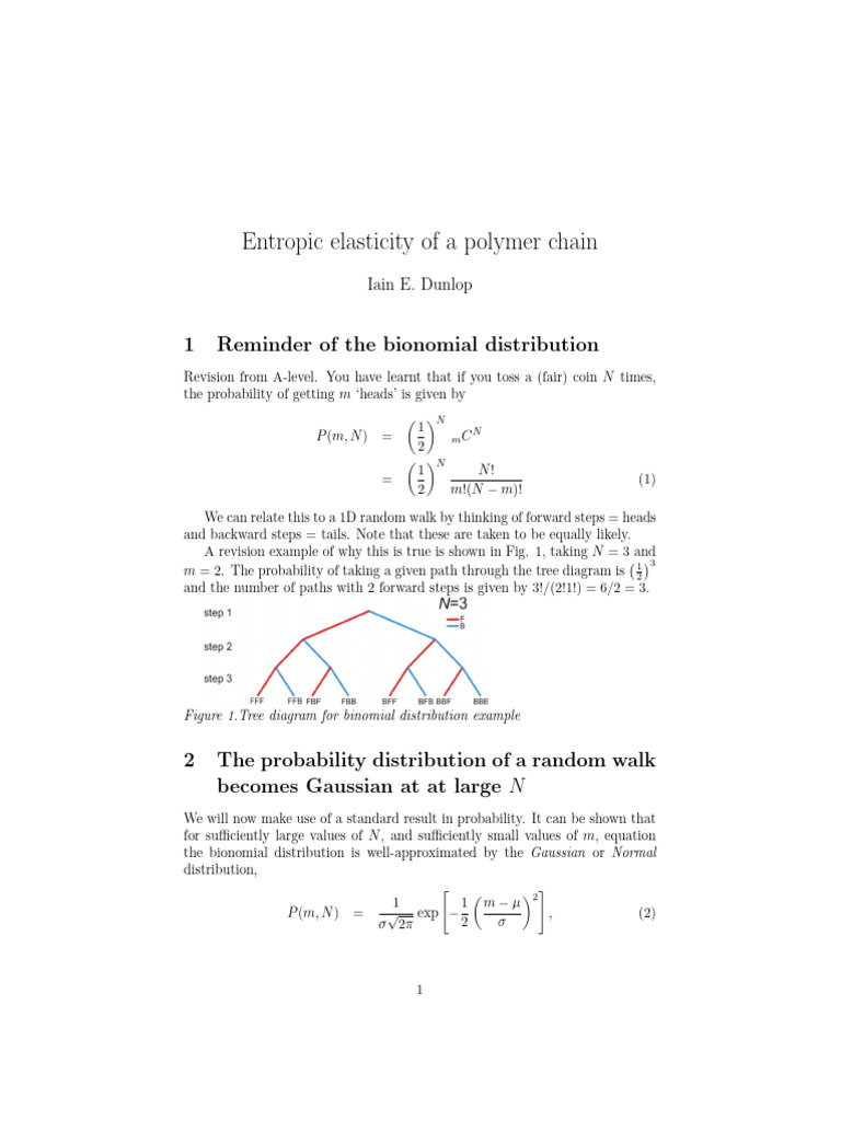 Entropic Elasticity in Polymer Chains | PDF | Normal Distribution ...
