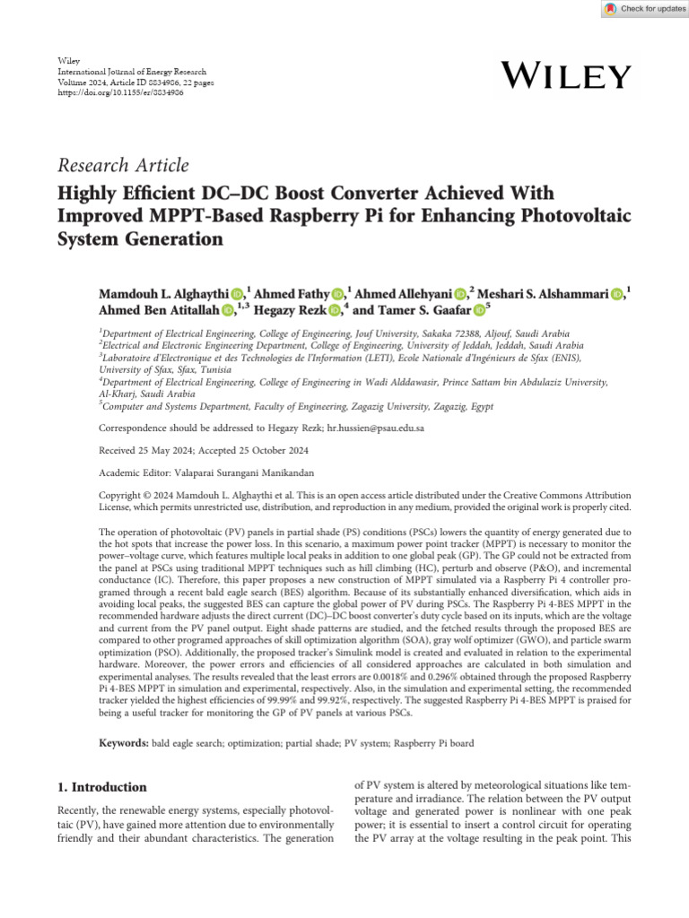 Efficient MPPT for PV Systems Using Raspberry Pi | PDF | Electrical ...