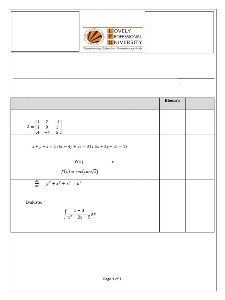 Mathematics for Engineers Sample Paper | PDF | Eigenvalues And ...