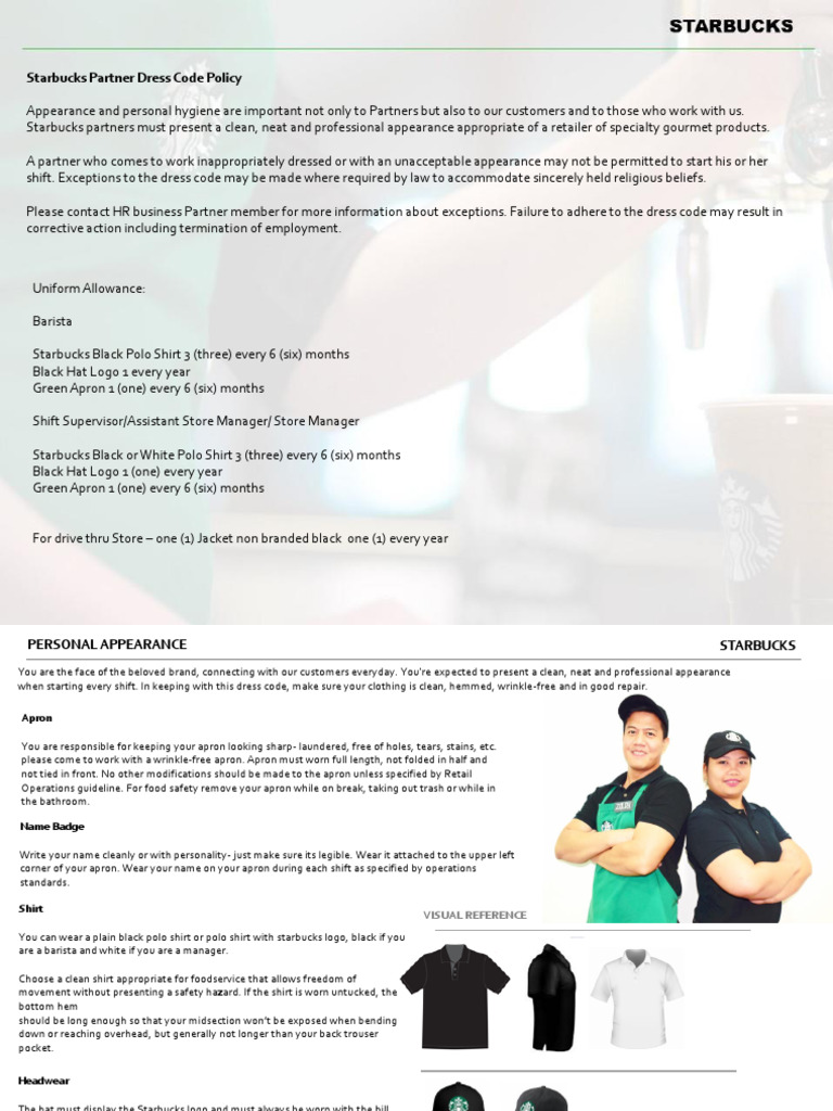 Starbucks Dress Code Guidelines | PDF | Sock | Shoe