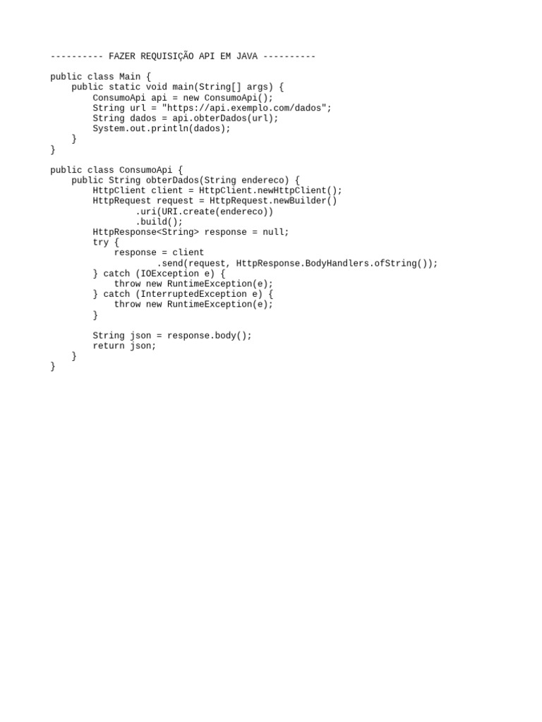 Java API Request Example Code | PDF