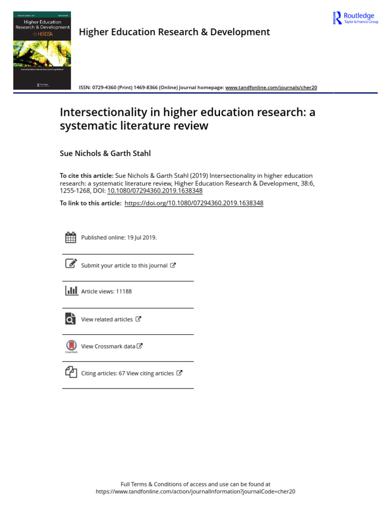 Intersectionality in Higher Education Research | PDF ...