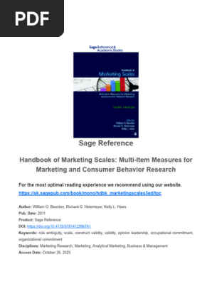 Handbook of Marketing Scales Overview | PDF | Validity (Statistics