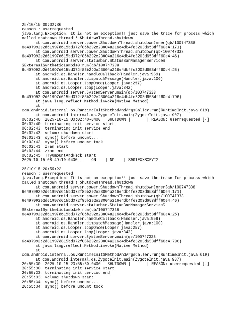User Requested Shutdown Log Analysis | PDF | System Software | Computing