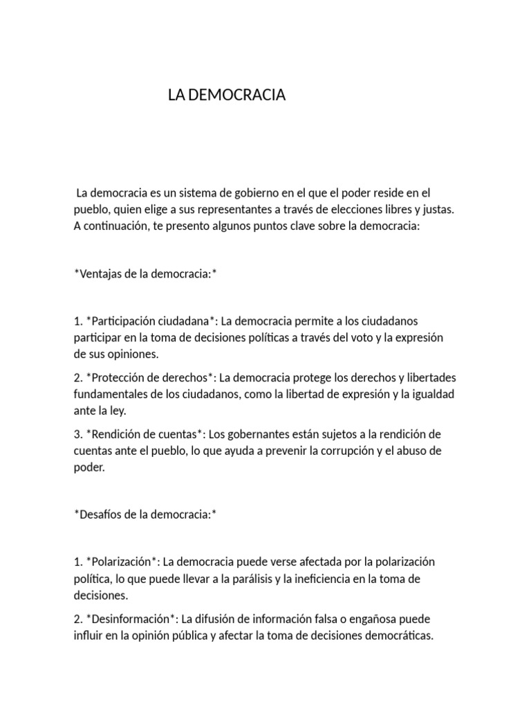 Claves de la Democracia: Ventajas y Retos | PDF | Democracia ...
