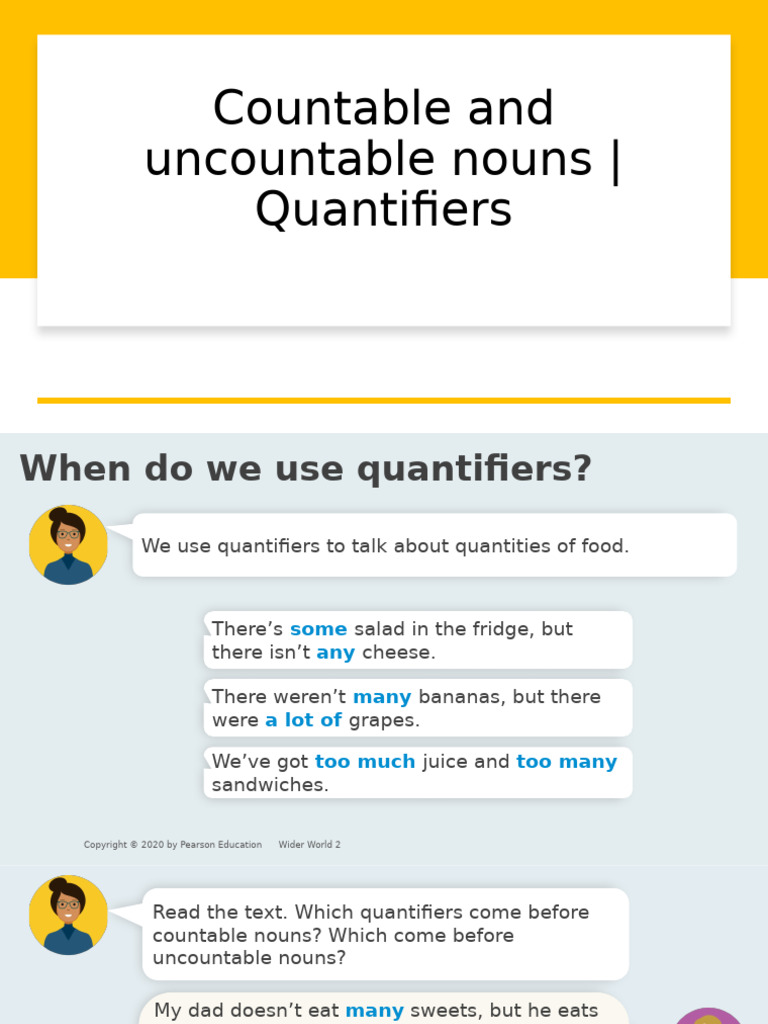 Countable and Uncountable Nouns - Quantifiers | PDF | Food And Drink ...