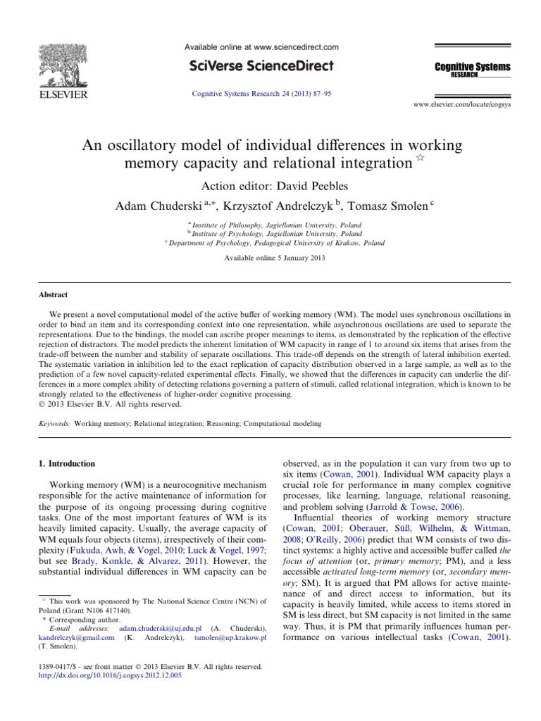 11 An Oscillatory Model of Individual Differences in Working | PDF ...