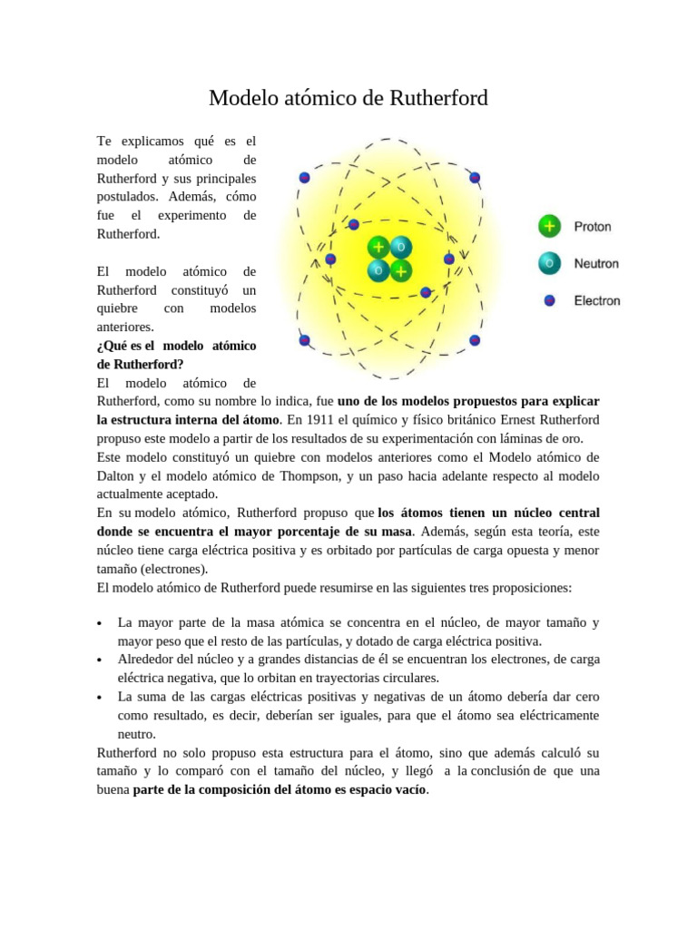 Modelo atómico de Rutherford explicado | PDF | Átomos | Núcleo atómico