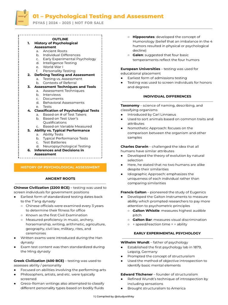 Psychological Testing Overview 2024-2025 | PDF | Clinical Psychology ...