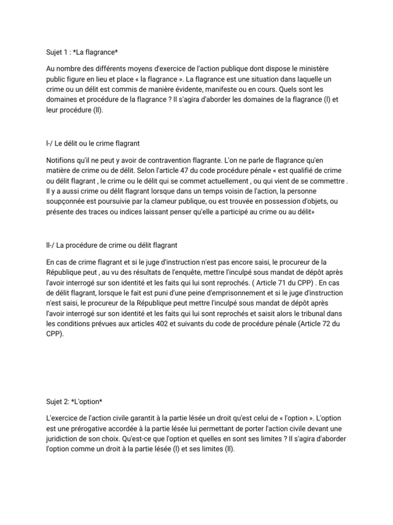 La Flagrance en Procédure Pénale | PDF | Crimes | Crime et violence