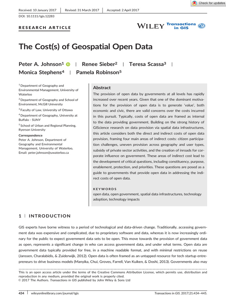 Costs of Geospatial Open Data Analysis | PDF | Geographic Information ...