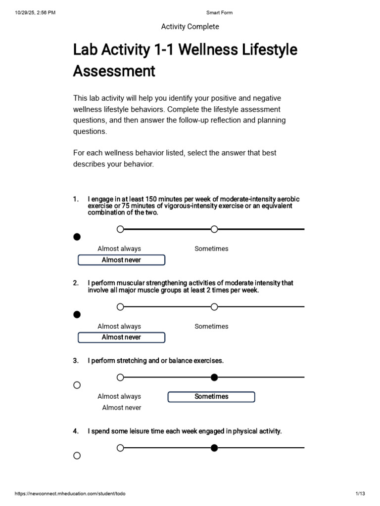 Wellness Lifestyle Assessment Guide | PDF | Oral Hygiene | Determinants ...