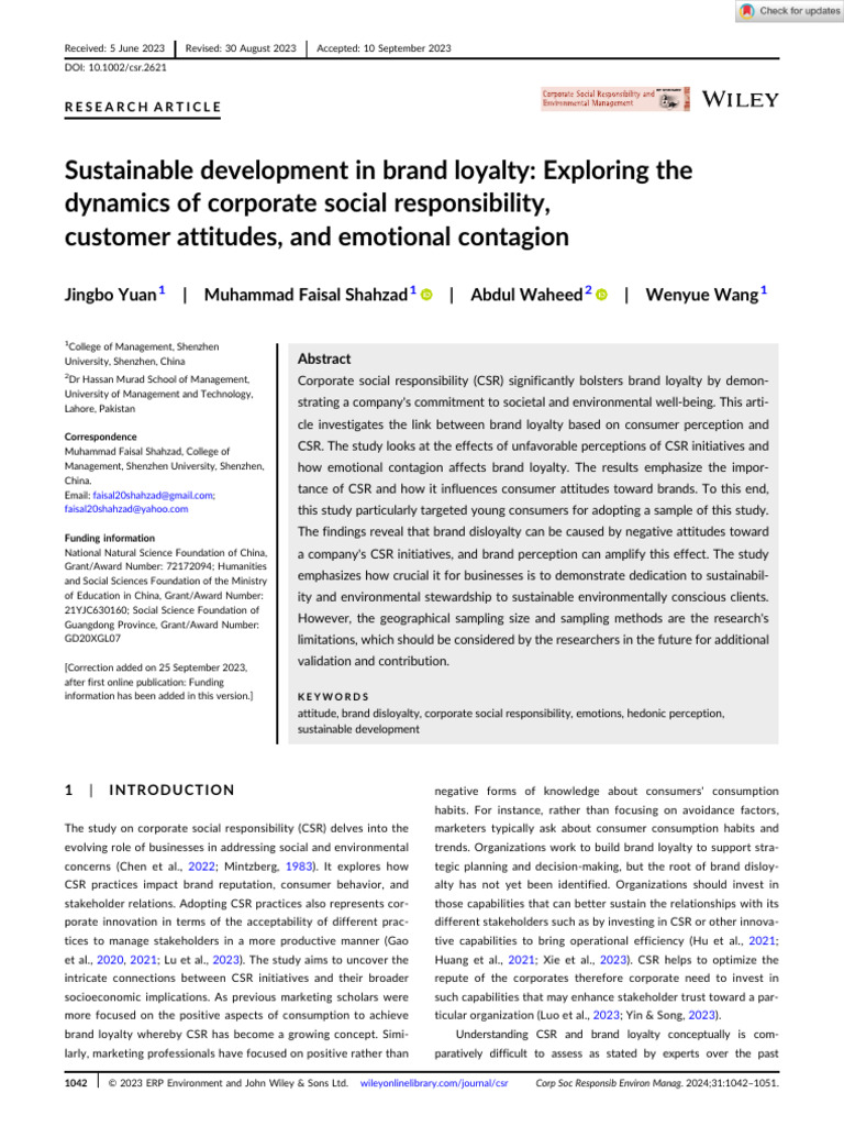 CSR's Impact on Brand Loyalty Dynamics | PDF | Corporate Social ...
