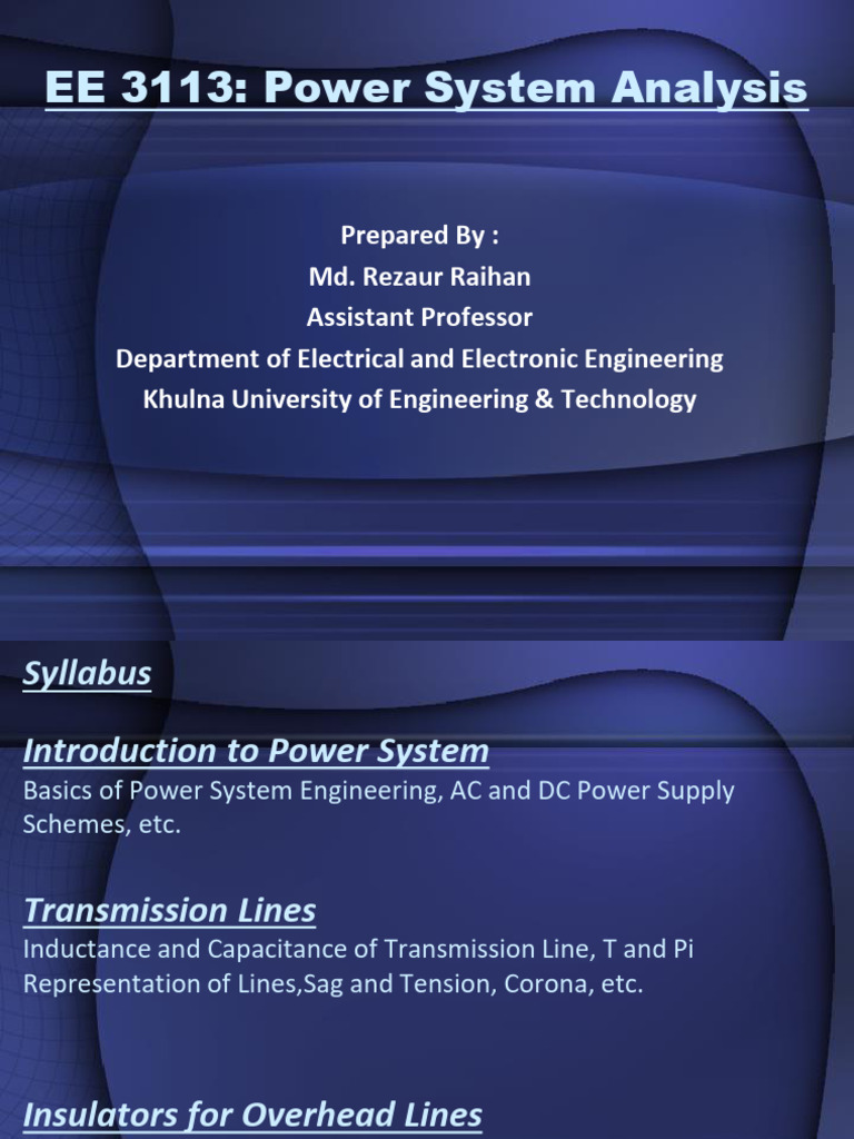 Power System Analysis Syllabus | PDF | Electric Power Transmission ...