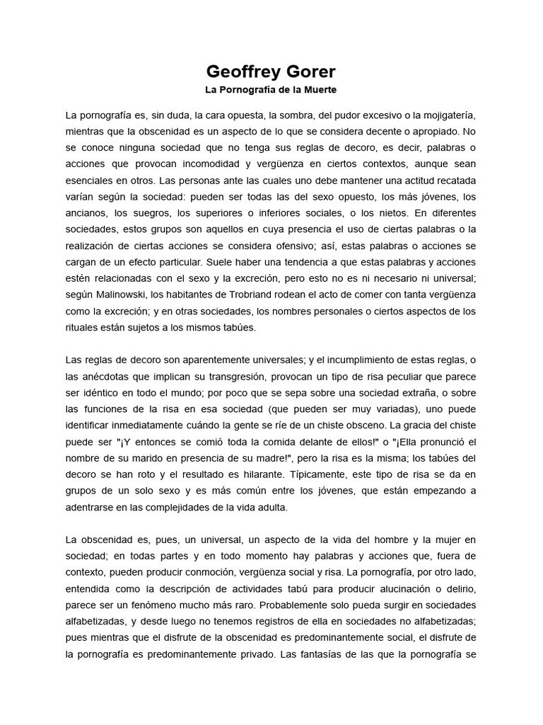 La Pornografía de la Muerte de Gorer | PDF | Muerte | Sociedad