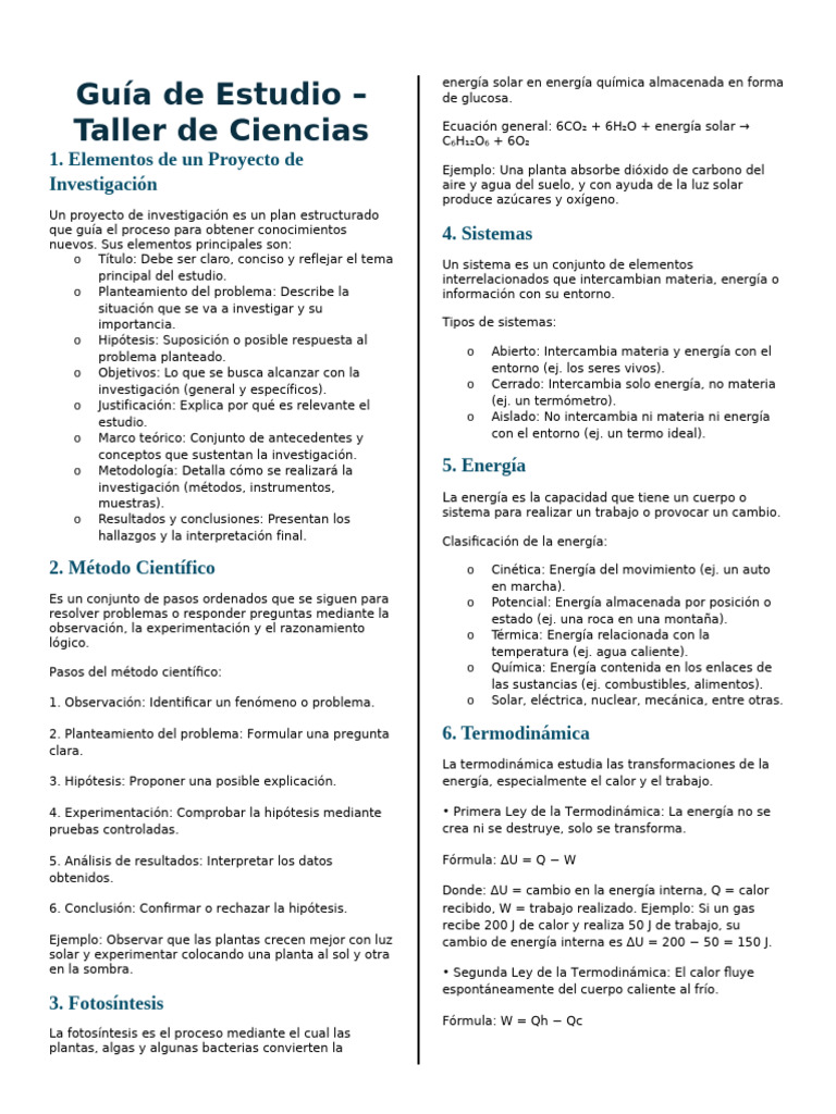 Elementos Clave de un Proyecto Científico | PDF | Calor | Hipótesis