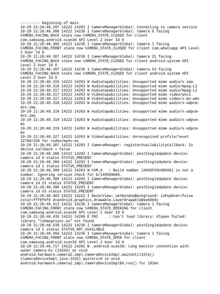Camera State and Error Log Analysis | PDF | System Software | Computing