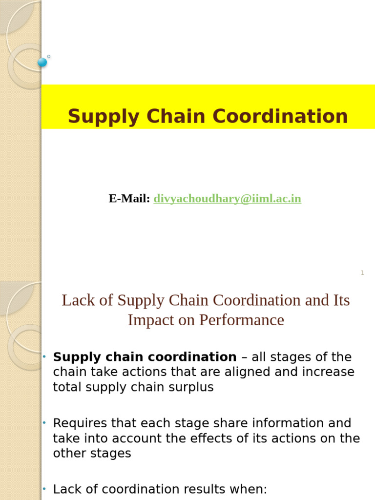Supply Chain Coordination | PDF | Supply Chain | Inventory