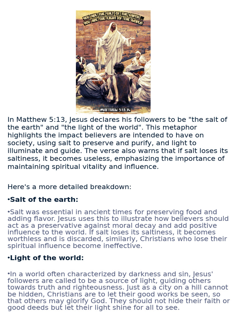 Salt and Light: Christian Influence Explained | PDF