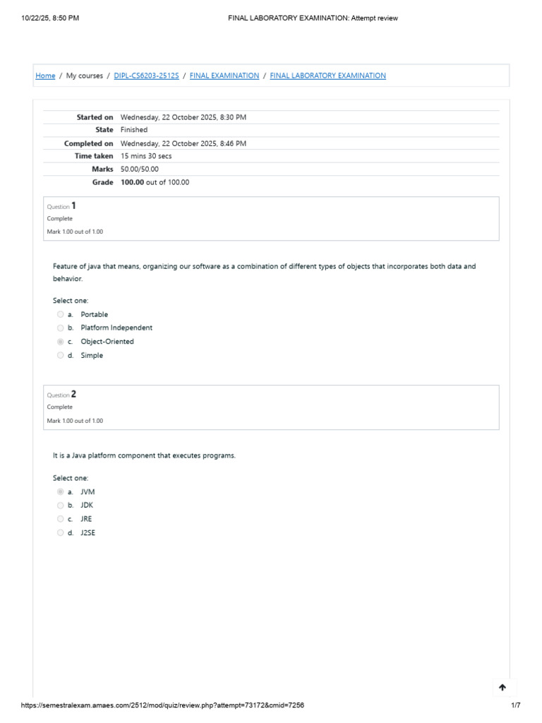 Java Final Laboratory Exam Results | PDF | Java (Software Platform ...