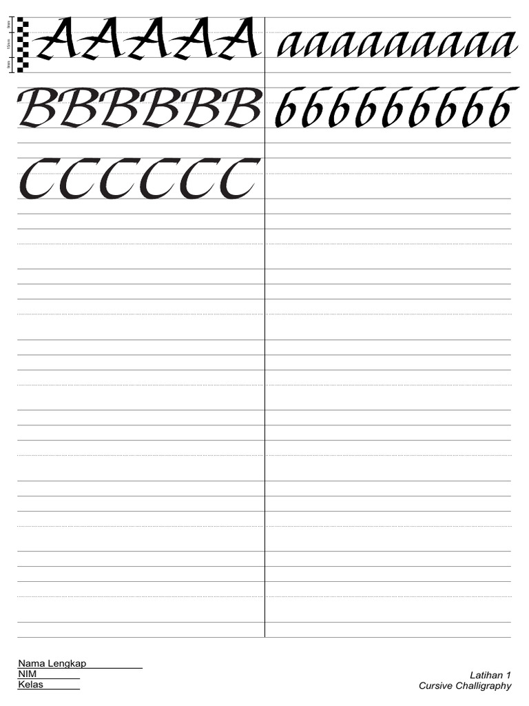 Latihan 1 - Cursive Calligraphy | PDF