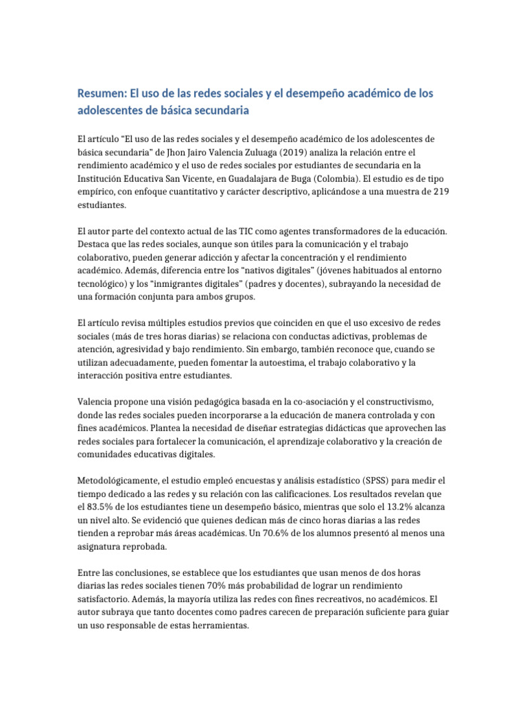 El Uso de Las Redes Sociales | PDF | Enseñando | Aprendizaje