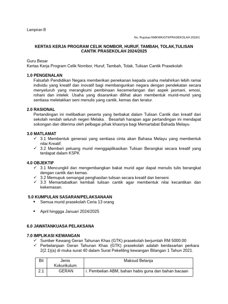 Program Celik Nombor dan Tulisan Cantik | PDF
