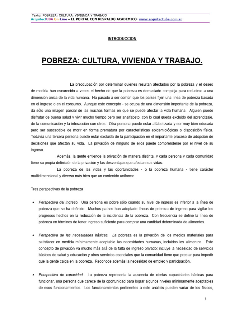 Dimensiones de la Pobreza Humana | PDF | Pobreza | Pobreza e indigencia