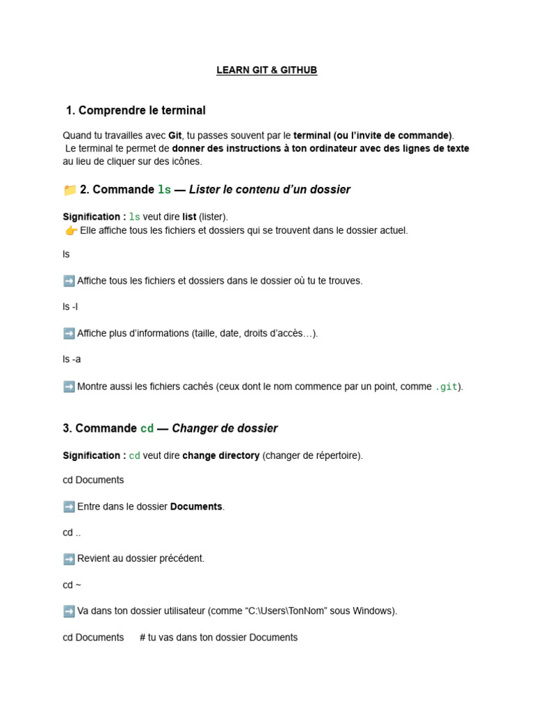 Guide des commandes Git et terminal | PDF