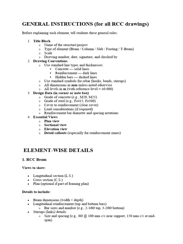 General Instructions For Design and Detailing of RC Elements | PDF ...