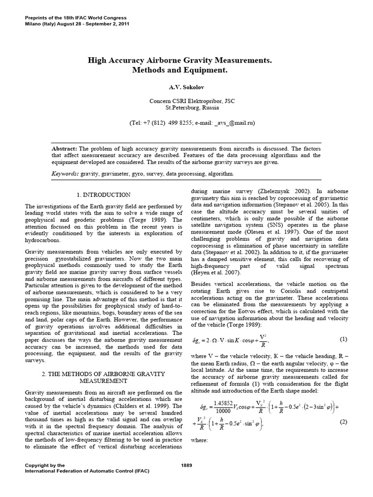 Airborne Gravity Measurement Techniques | PDF | Applied And ...