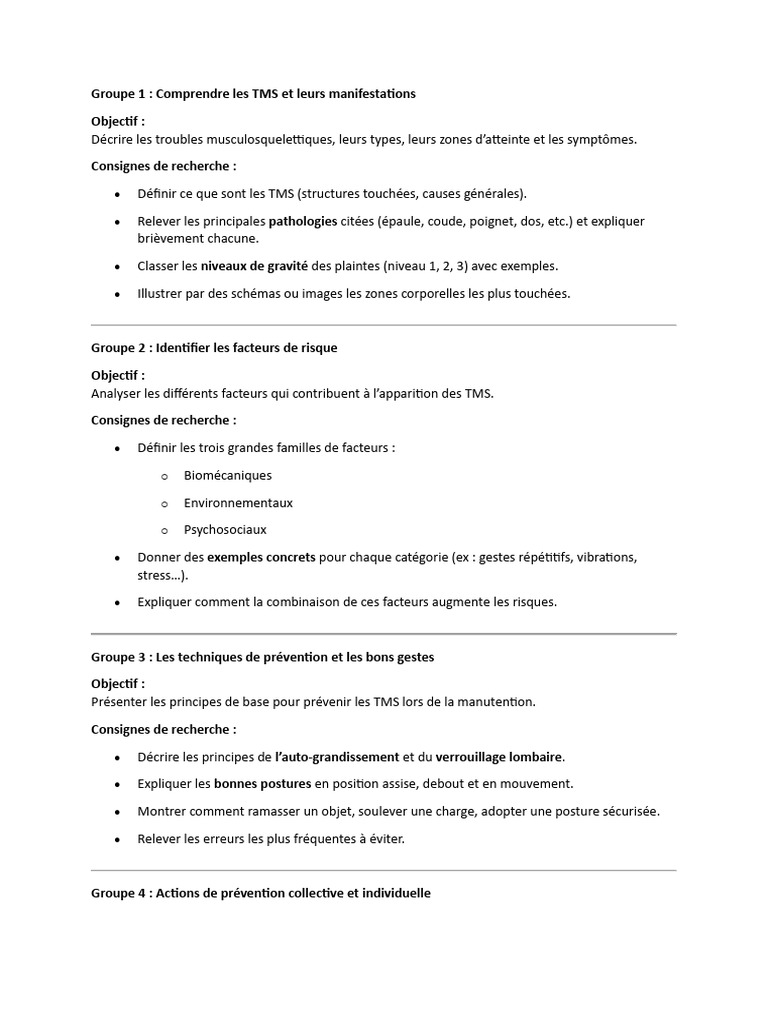 Comprendre et Prévenir les TMS | PDF