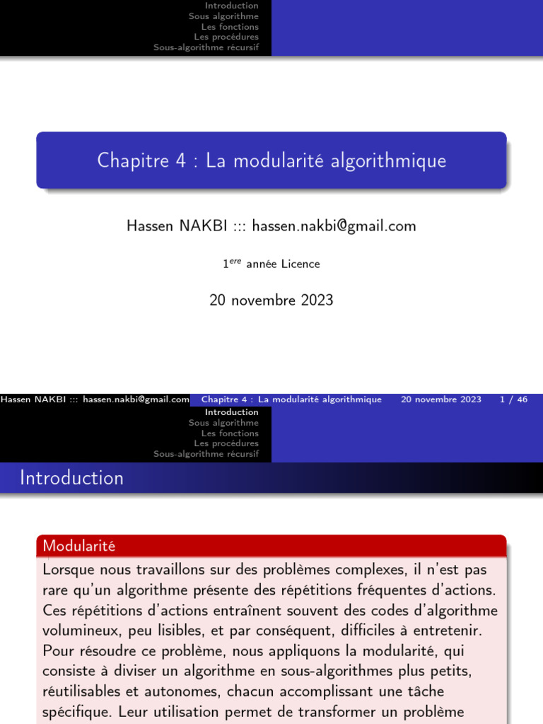 Modularité algorithmique expliquée | PDF | C (Langage de programmation ...