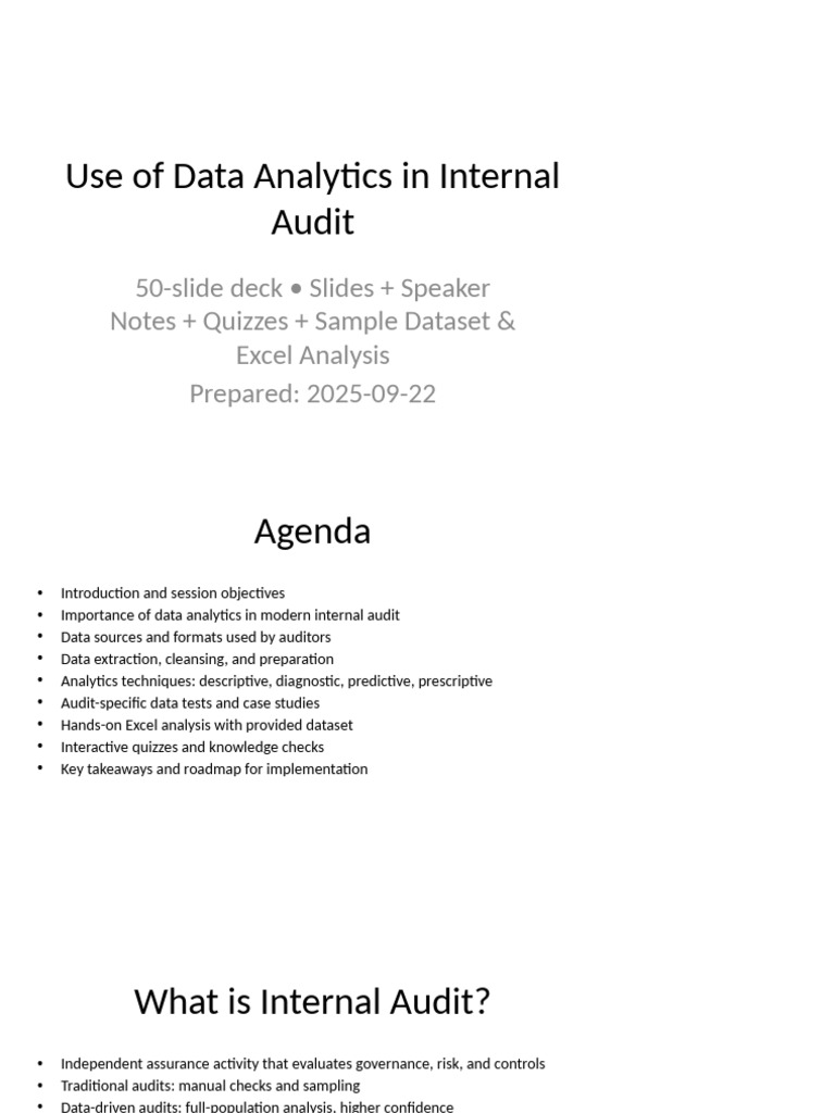 Use of Data Analytics in Internal Audit 50sl Expanded | PDF | Audit ...