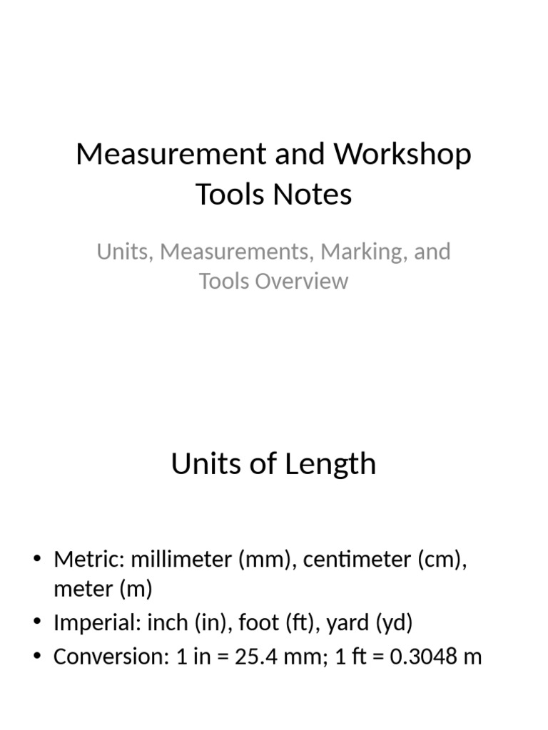 Measurement and Workshop Tool Guide | PDF