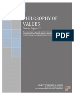 Philosophy of Values: Course Paper # 2