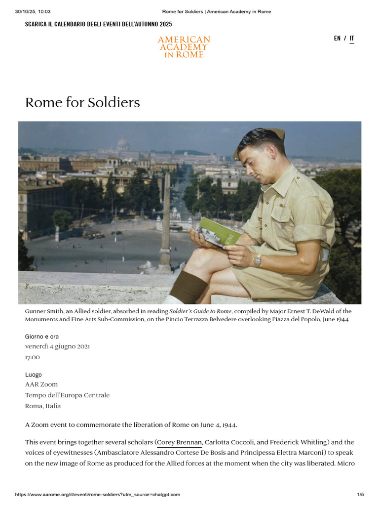 Rome Liberation Event for Soldiers | PDF | Rome