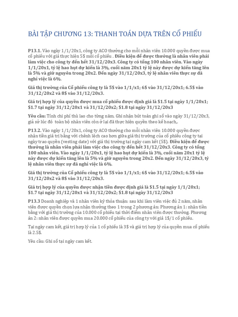 BÀI TẬP C13 SBP | PDF