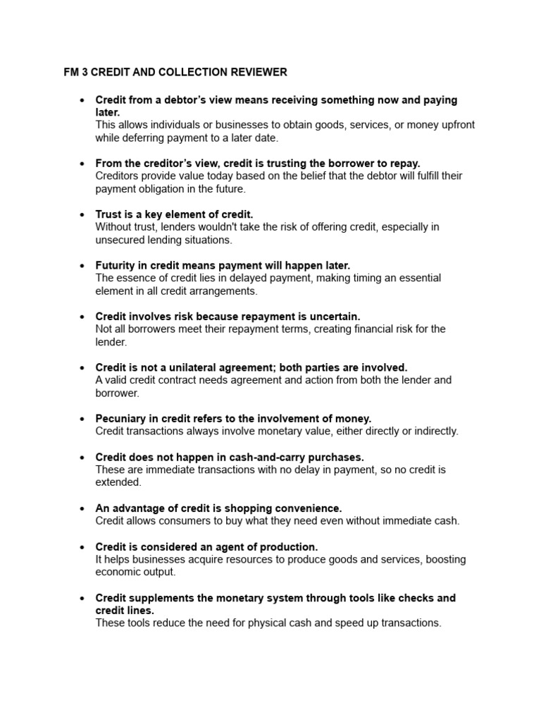 Credit and Collection Overview Guide | PDF | Credit | Finance & Money ...
