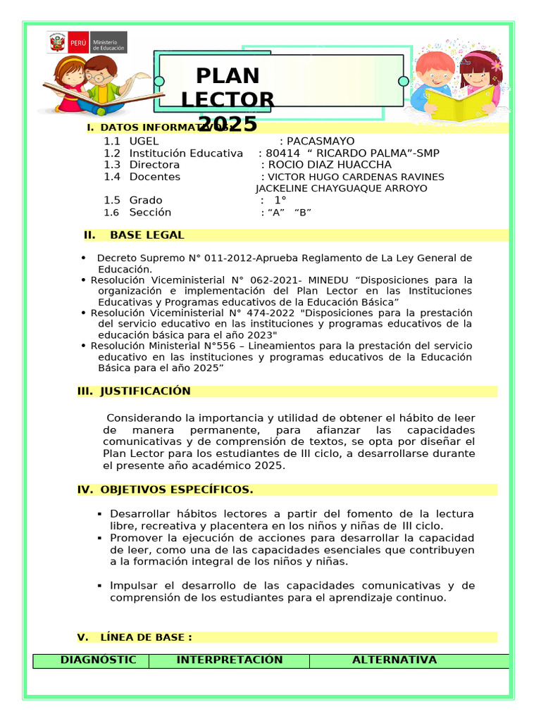 III Plan Lector-2025 | PDF | Educación primaria | Salón de clases