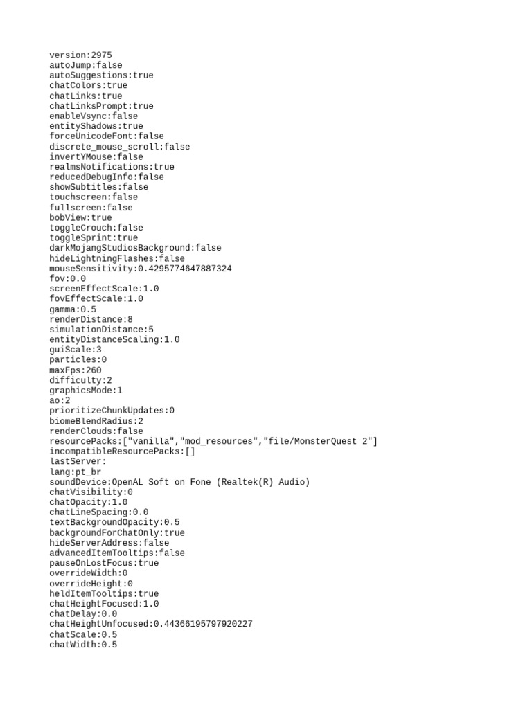Minecraft Settings Configuration Guide | PDF