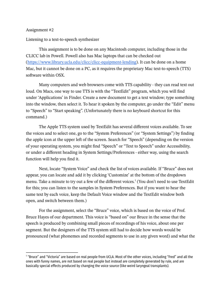 Text-to-Speech Assignment Guide | PDF | Stress (Linguistics) | Speech ...