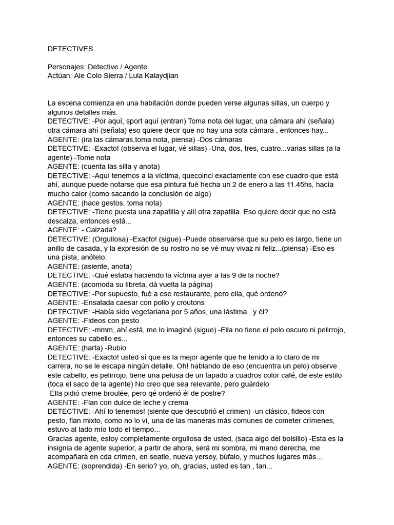 Escena de Investigación Criminal en Detectives | PDF