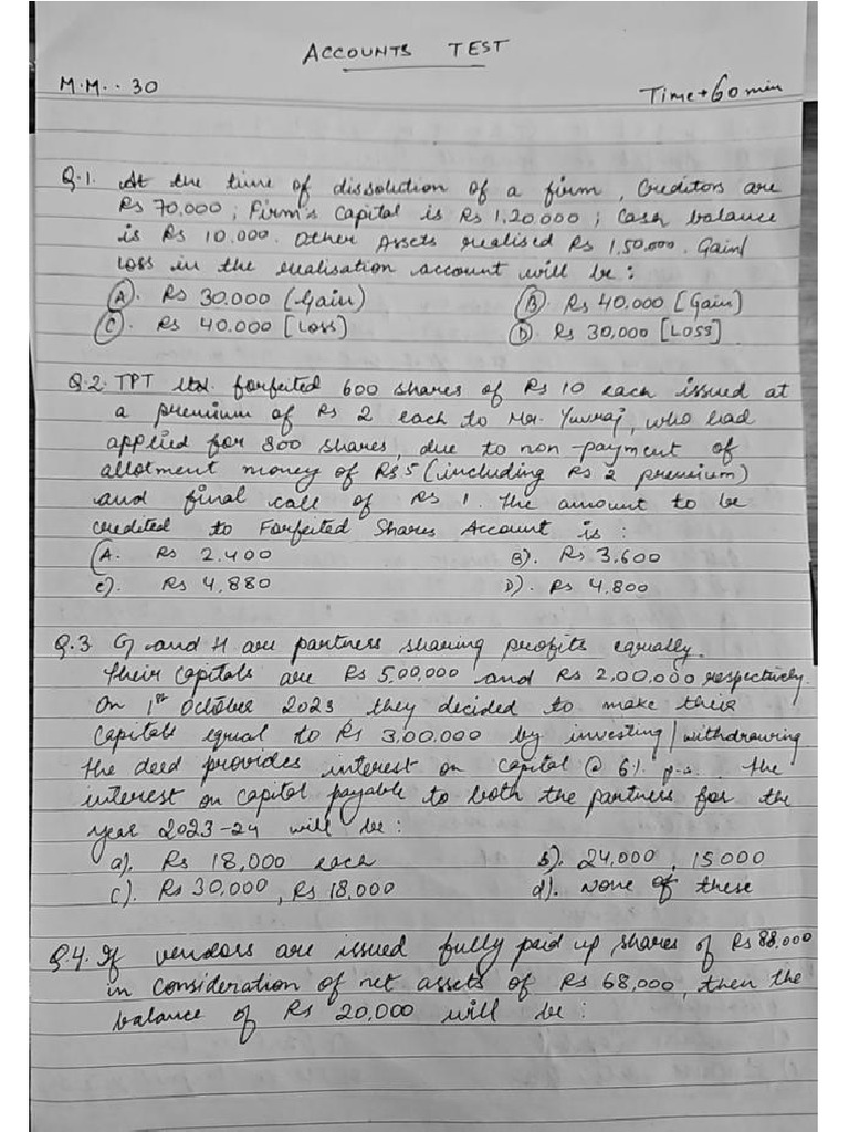 Class Test Pre-Special Test | PDF