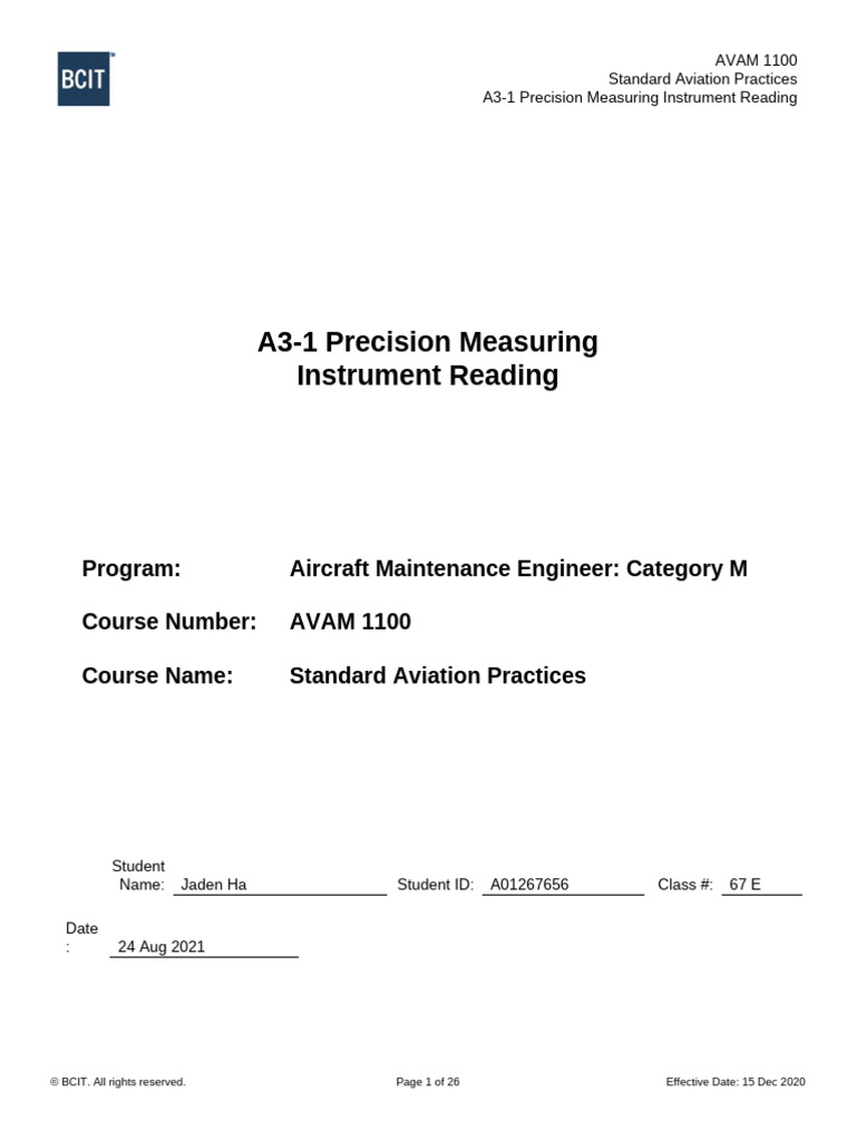A3-1 Precision Measuring Instrument Reading - 16 Dec 2020 | PDF | Chess ...