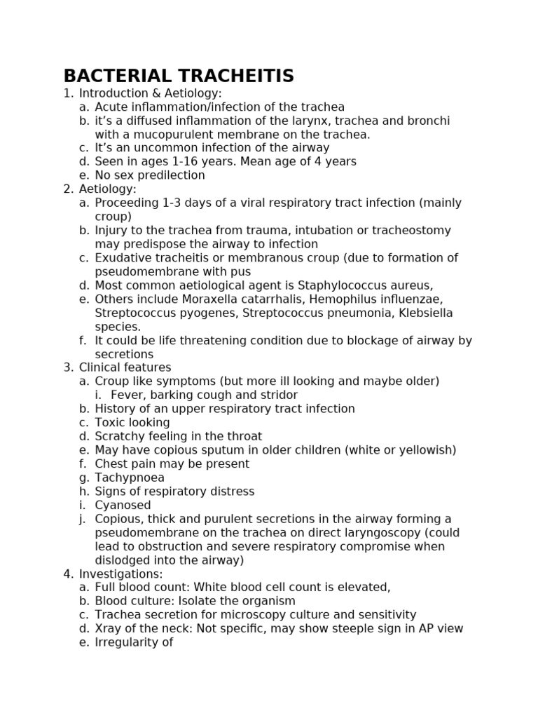 Bacterial Tracheitis Overview | PDF | Respiratory Tract | Pneumonia
