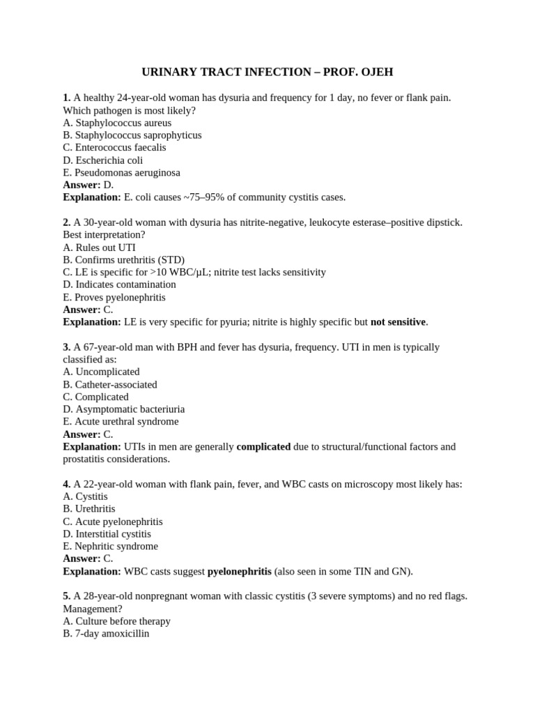 Urinary Tract Infection Diagnosis and Management | PDF | Urinary Tract ...