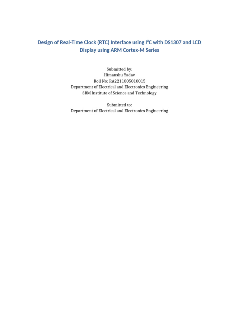RTC Interface with DS1307 and LCD Display | PDF | Digital Technology ...